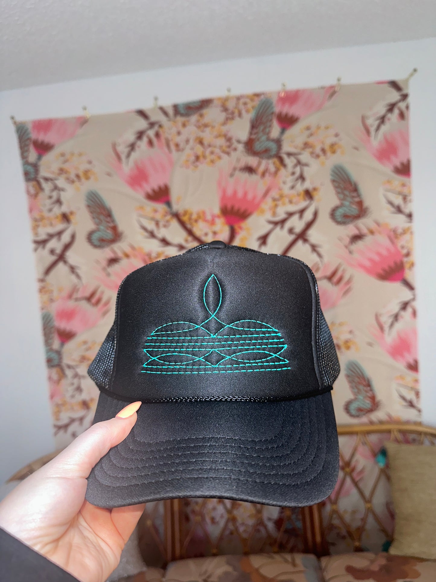 Put on Your Boots Trucker - Black & Teal