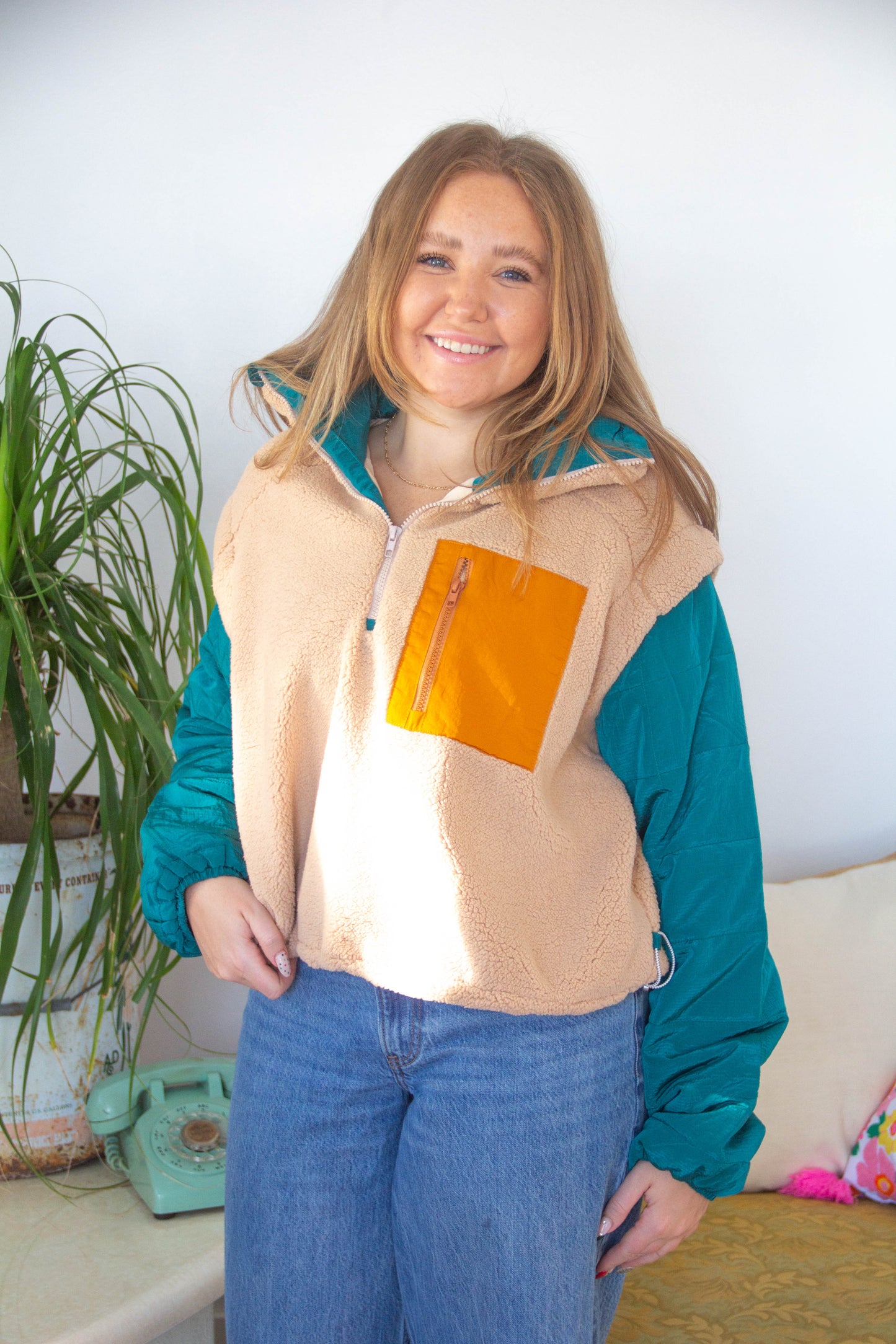 Color Block Cool Quarter Zip-Up