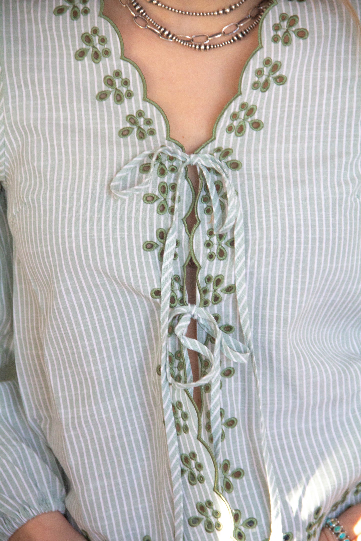 All About the Details Green Blouse